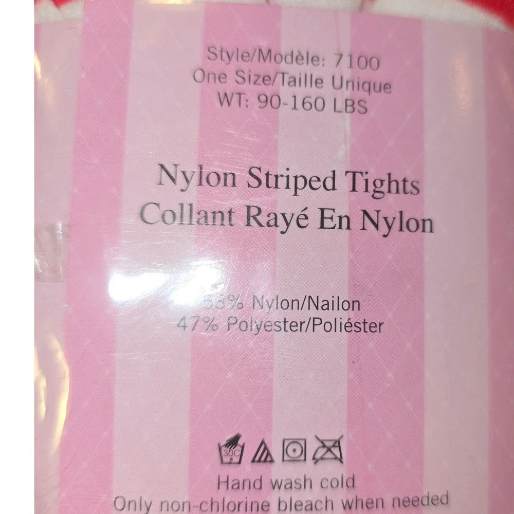 Leg Avenue 7100 Red White Striped Tights One Size Opaque Nylon‎ Costume Hosiery